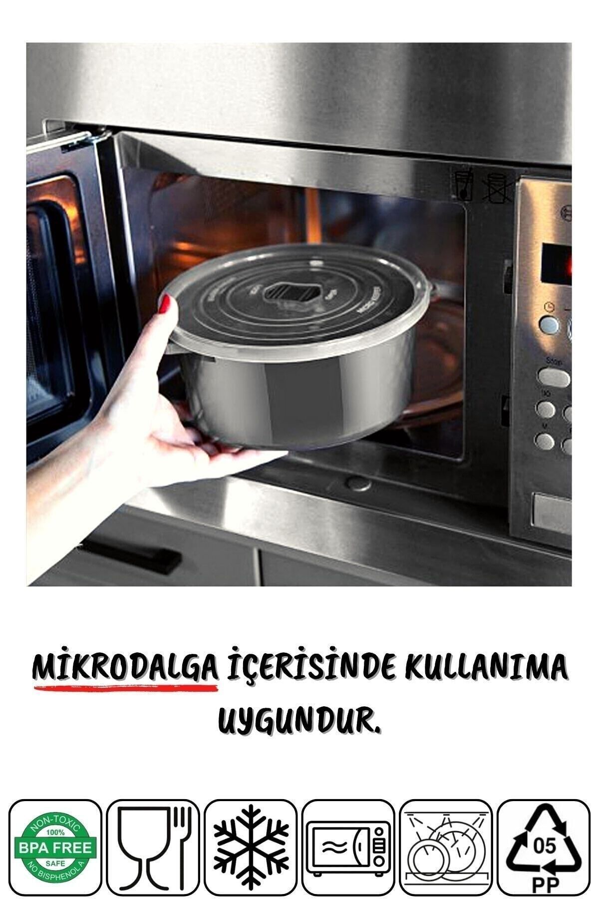 Mikrodalga Ve Difrizde Kullanılabilen Saklama Kabı Seti Yuvarlak 12'li Mürdüm - Görsel 3