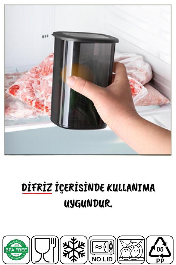 Etiketli 15'li Antrasit Ekonomik Kırılmaz Saklama Kabı - Görsel 3
